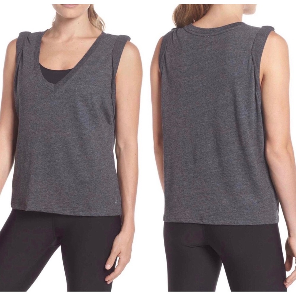 Free People FP Movement Tank Top Womens S Black Heathered Muscle Athleisure‎ NWT
